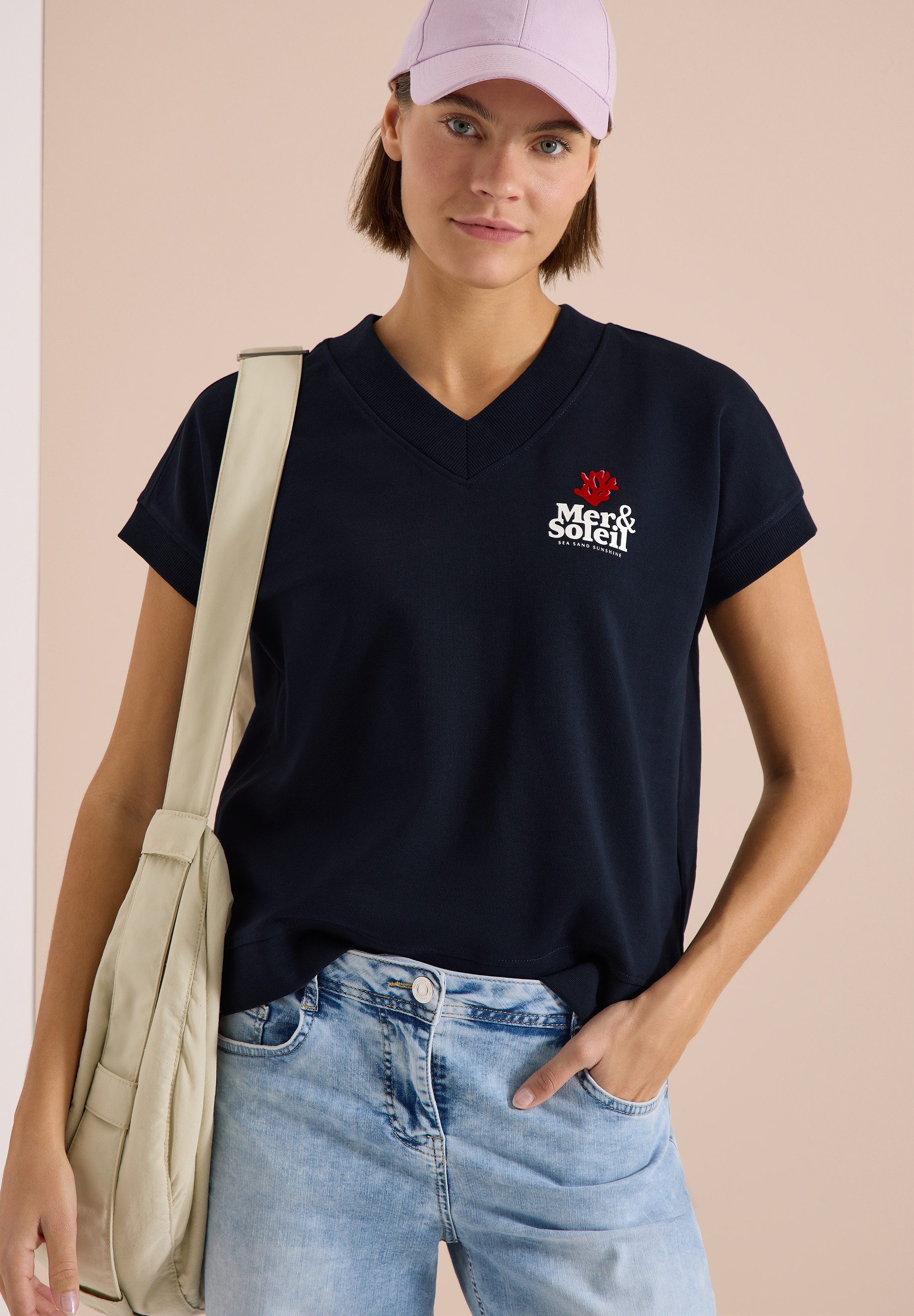 CECIL Sweatshirt Sommer-Sweatshirt mit Backprint