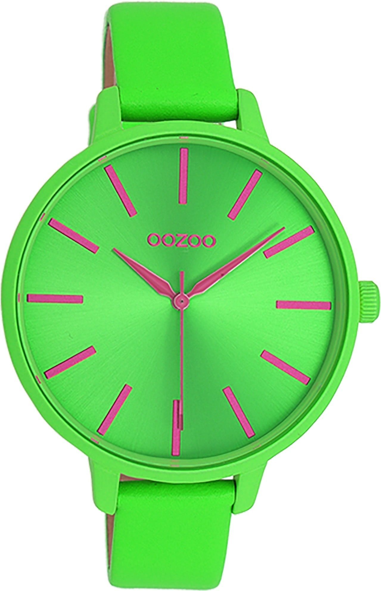 OOZOO Quarzuhr Oozoo Damen Armbanduhr Timepieces Analog, (Analoguhr), Damenuhr rund, groß (ca. 42mm) Lederarmband, Fashion-Style