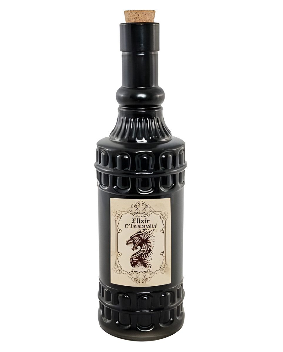 Horror-Shop Dekoobjekt Schwarze Zaubertrankflasche mit Korken ";Drag