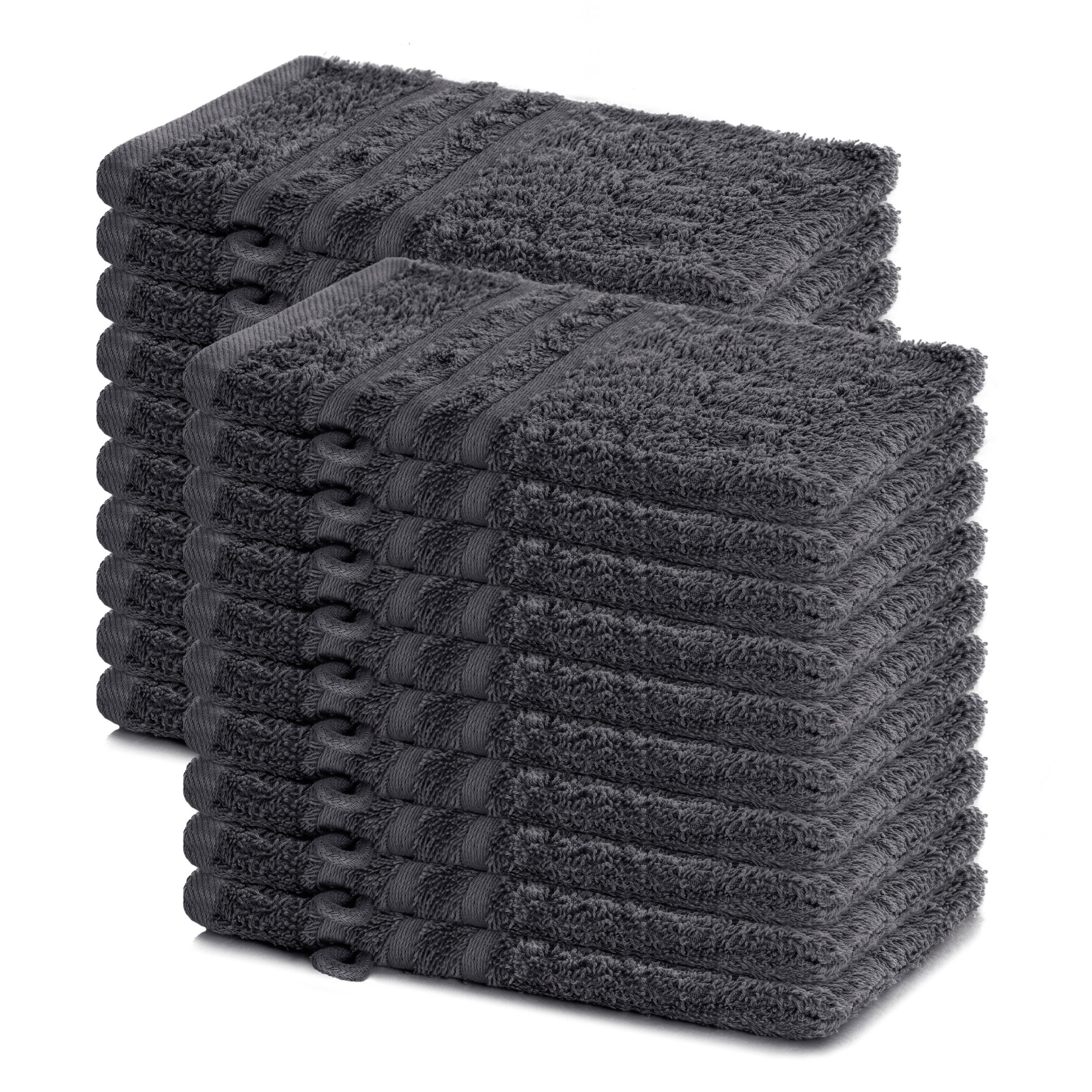 Lavea Waschhandschuh 20er Set Waschhandschuhe, 15 x 21 cm, Elena-Frottierserie, Waschlappen, (20-St), 500 g/m² Frottier, weich & saugstark, pflegeleicht