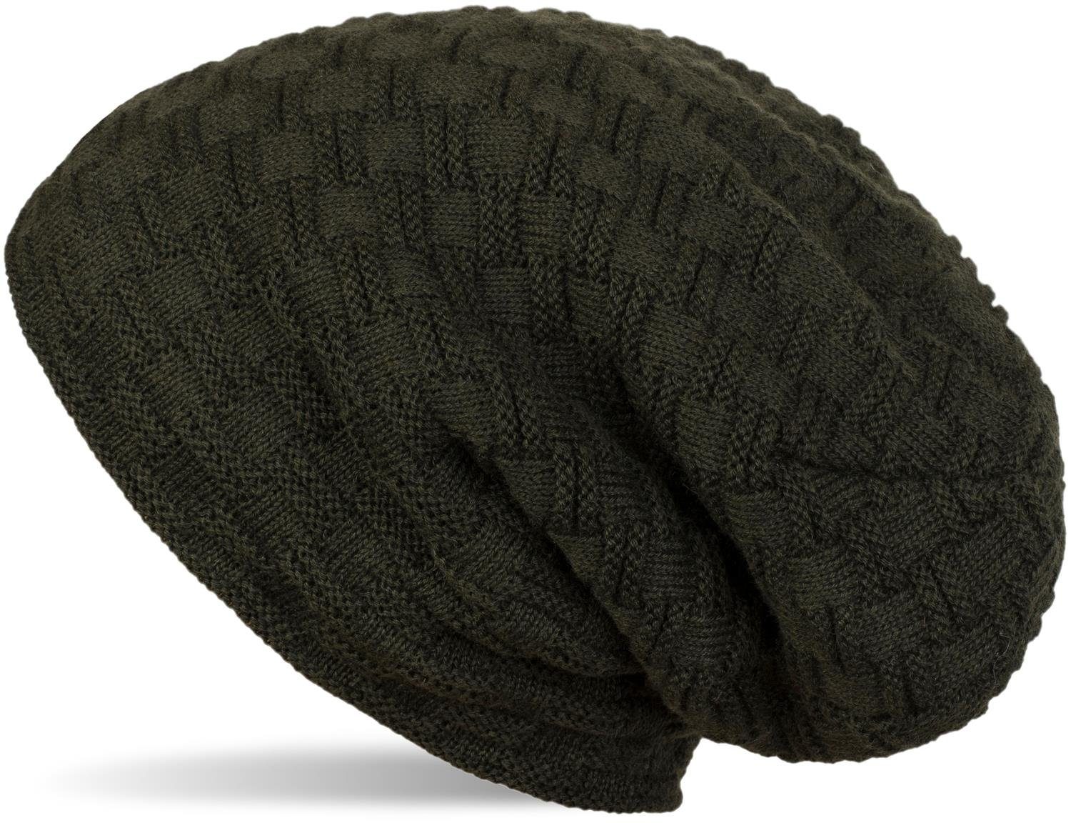 styleBREAKER Strickmütze (1-St) Feinstrick Beanie mit Flecht Muster und Teddyfleece