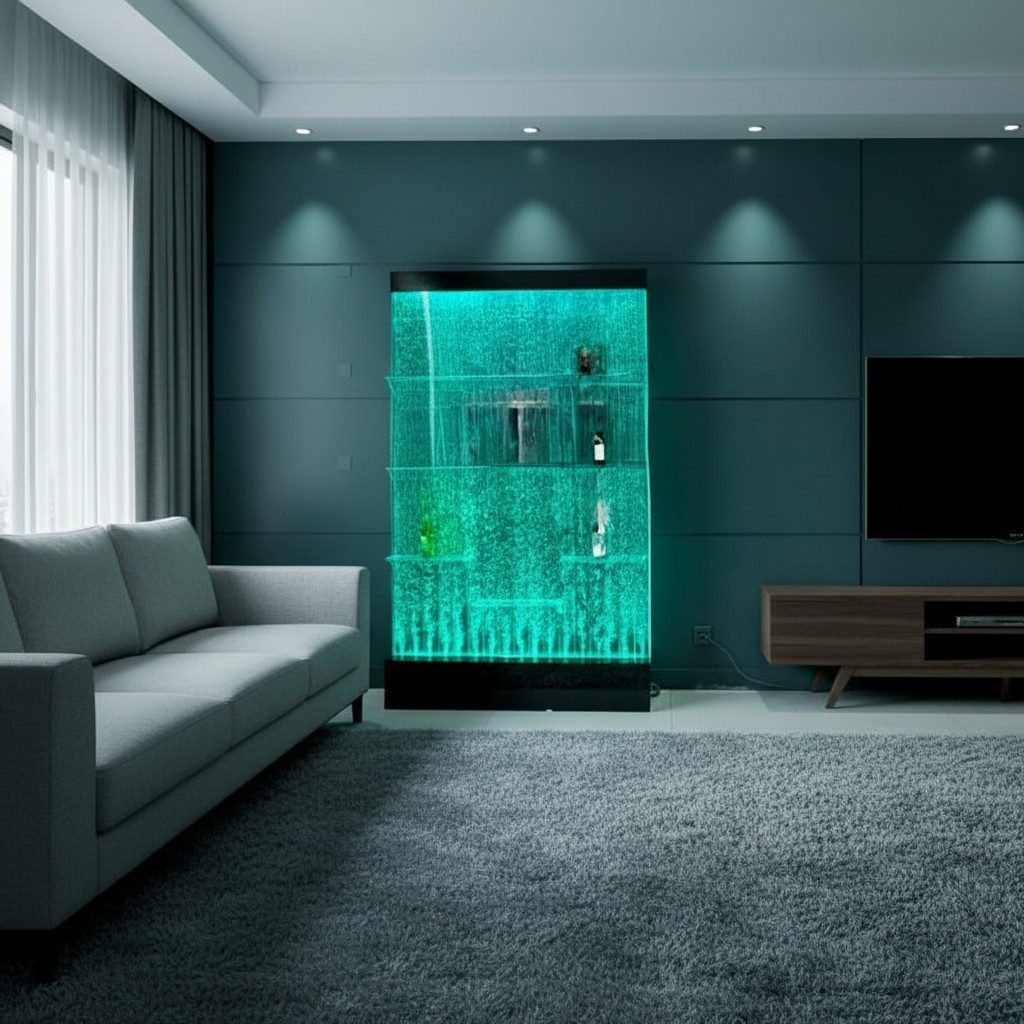 JVmoebel Barschrank Theke Regale Beleuchtet Led Wasser Wand Bar Säule Wassersäulen Made in Europa