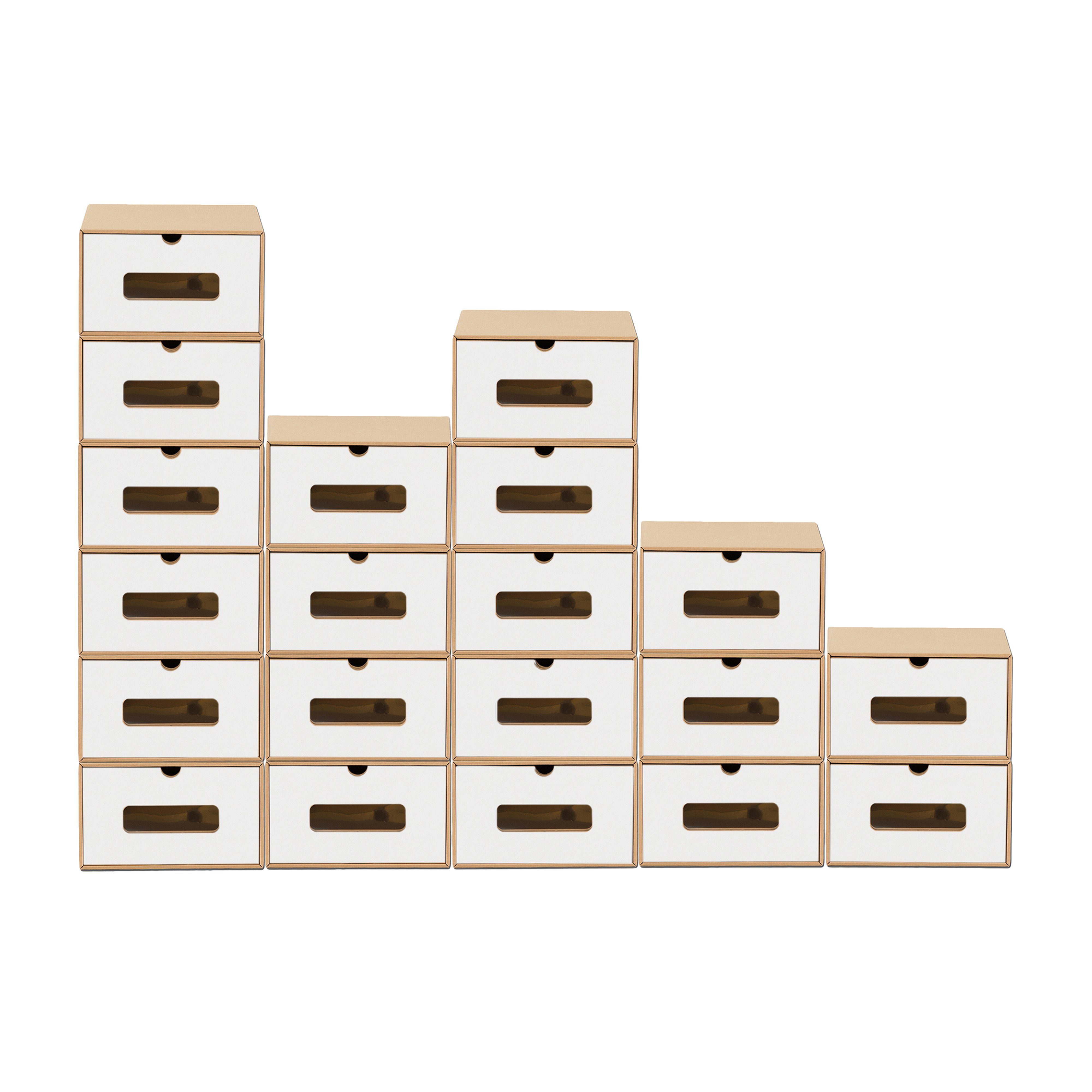 BigDean Schuhbox 20 Boxen stapelbar mit Sichtfenster & Schublade Schuhe Spielzeug etc. (20 St)