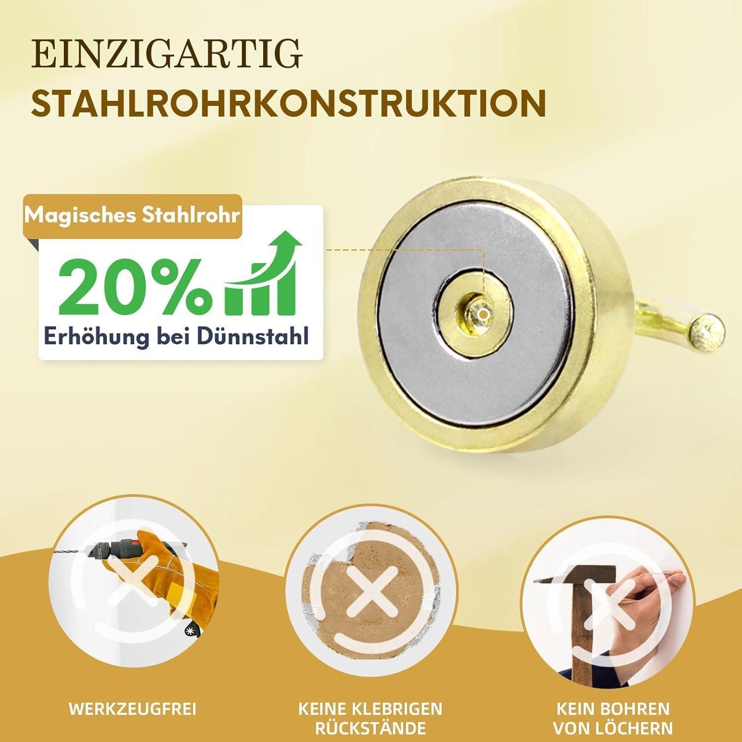 LuxusKollektion Magnethalter Magnethaken Neodym 18kg Magnetisch Werkstatt 18kg Magnethaken Gold