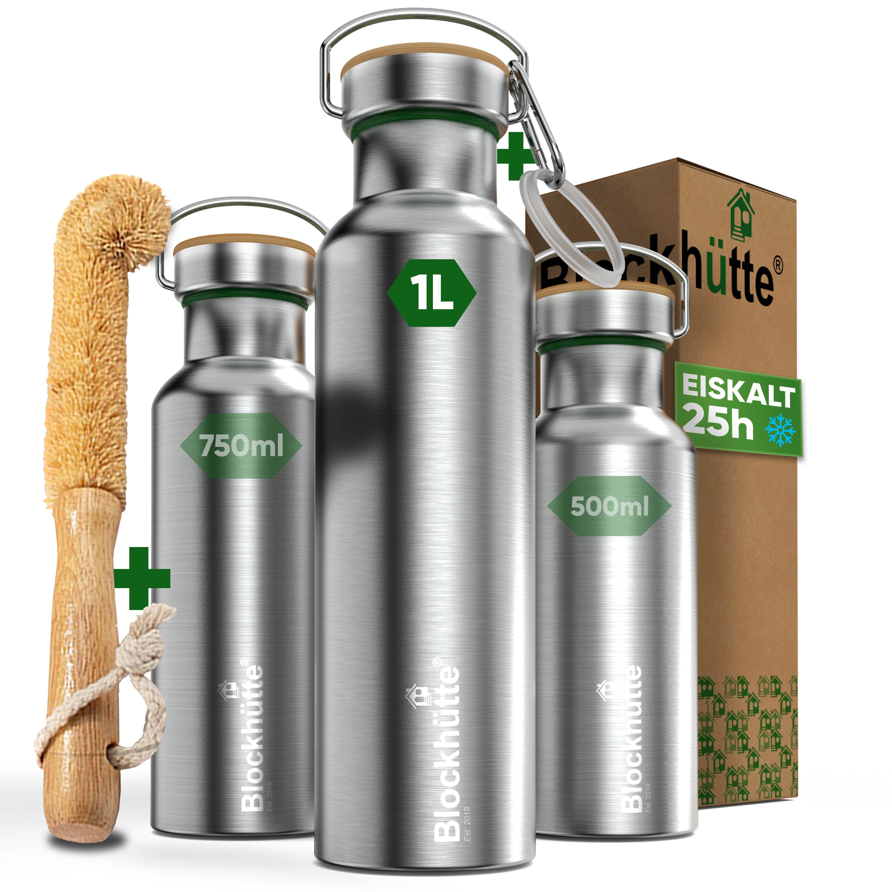 Blockhütte Isolierflasche Blockhütte Trinkflasche - 1000ml, Vakuumisoliert, Vakuumisoliert, 24 Stunden kalt, 12 Stunden heiß