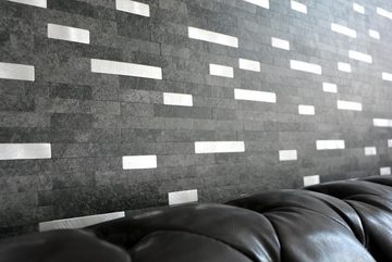 Mosani Dekorpaneele Wandpaneele selbstklebend in Steinoptik schwarz silber, BxL: 29,00x30,00 cm, 0,08 qm, Spritzwasserbereich geeignet, Küchenrückwand Spritzschutz