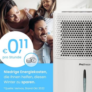 Pro Breeze Luftreiniger 12L in 24h Entfeuchtungsleistung - Raumgröße ca, für 20 m² Räume, mit 3 Betriebsarten, Digitalanzeige, Ablaufschlauch, Timer Gegen