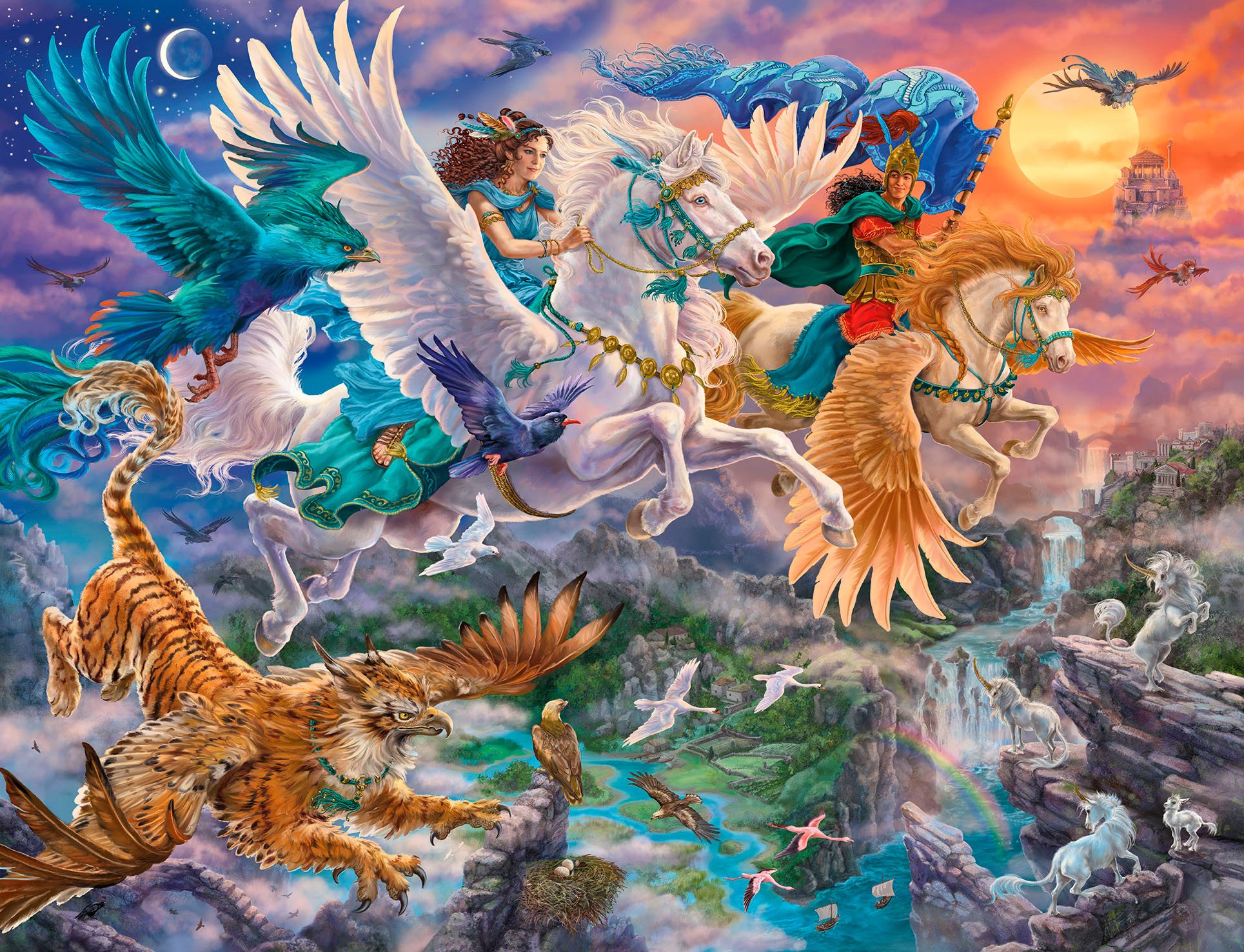 Ravensburger Puzzle Auf dem Pegasus durch die Lüfte, 2000 Puzzleteile, Made günstig online kaufen