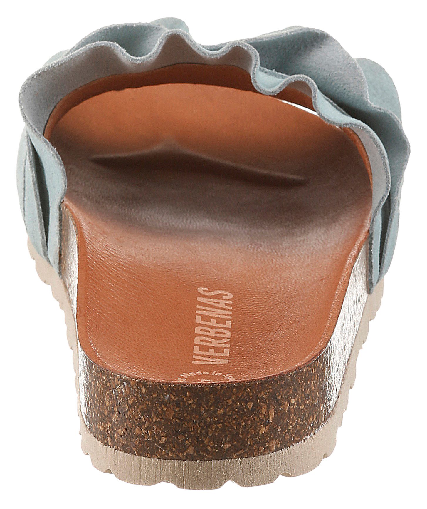 VERBENAS Rocio Roda Pantolette Sommerschuh, Flat mit geschwungenen Laschenstoff