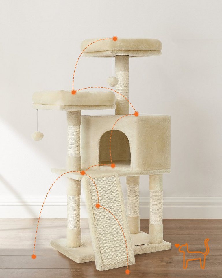 Thumbnail - FEANDREA Kratzbaum, Katzenbaum,115cm,vollständig mit Sisal umwickelte Säule