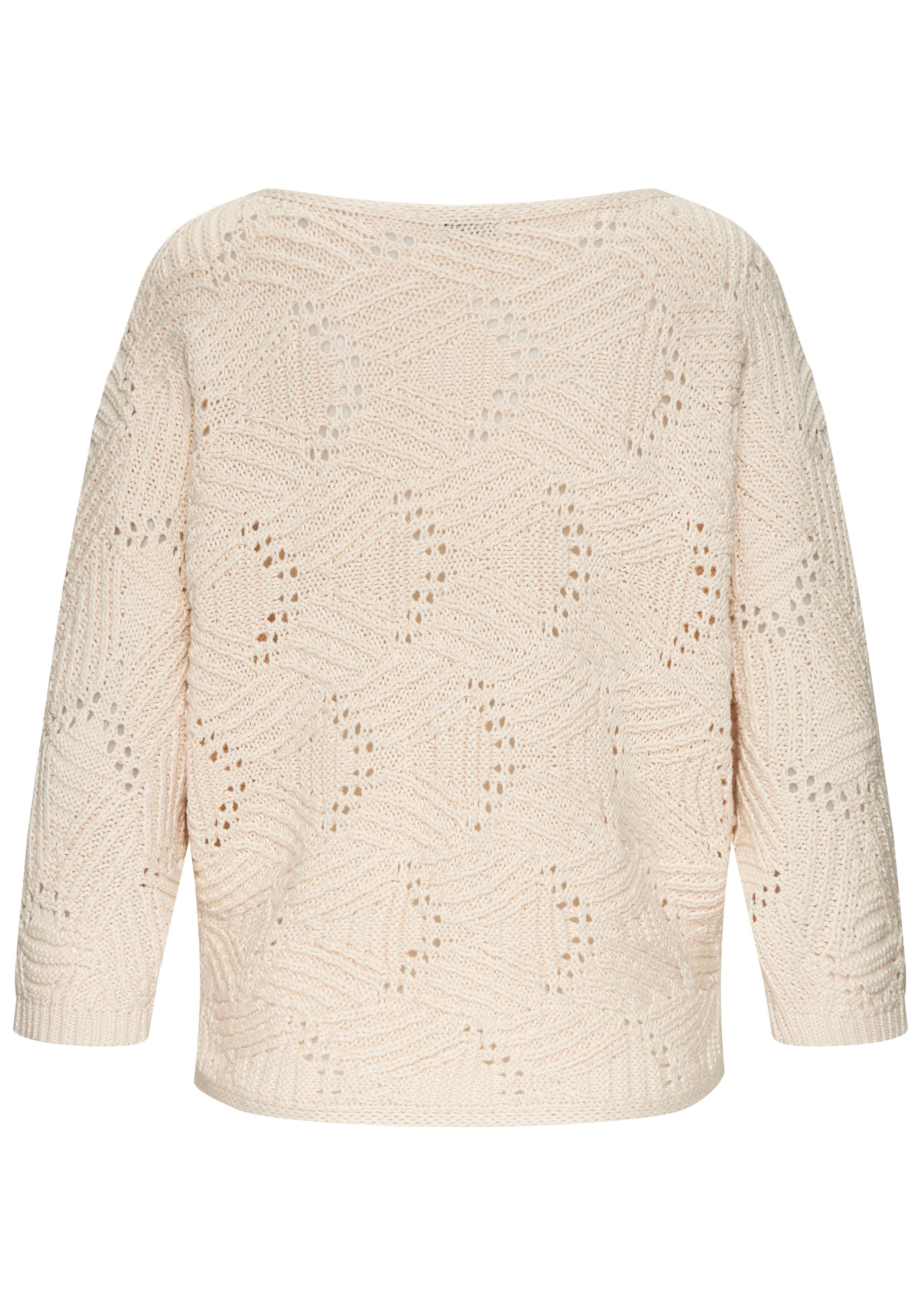 LASCANA Fledermauspullover mit aufwendigem Strickmuster, Lochstrickmuster modischer Ajourpullover, Oversize-Pullover, Strickpullover, Frühling – Bild 4 von 5
