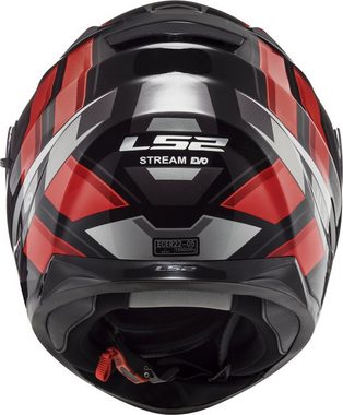 LS2 Motorradhelm FF320 Stream Evo Loop schwarz-rot, Integralhelm Motorradhelm Rollerhelm mit Sonneblende Damen Herren