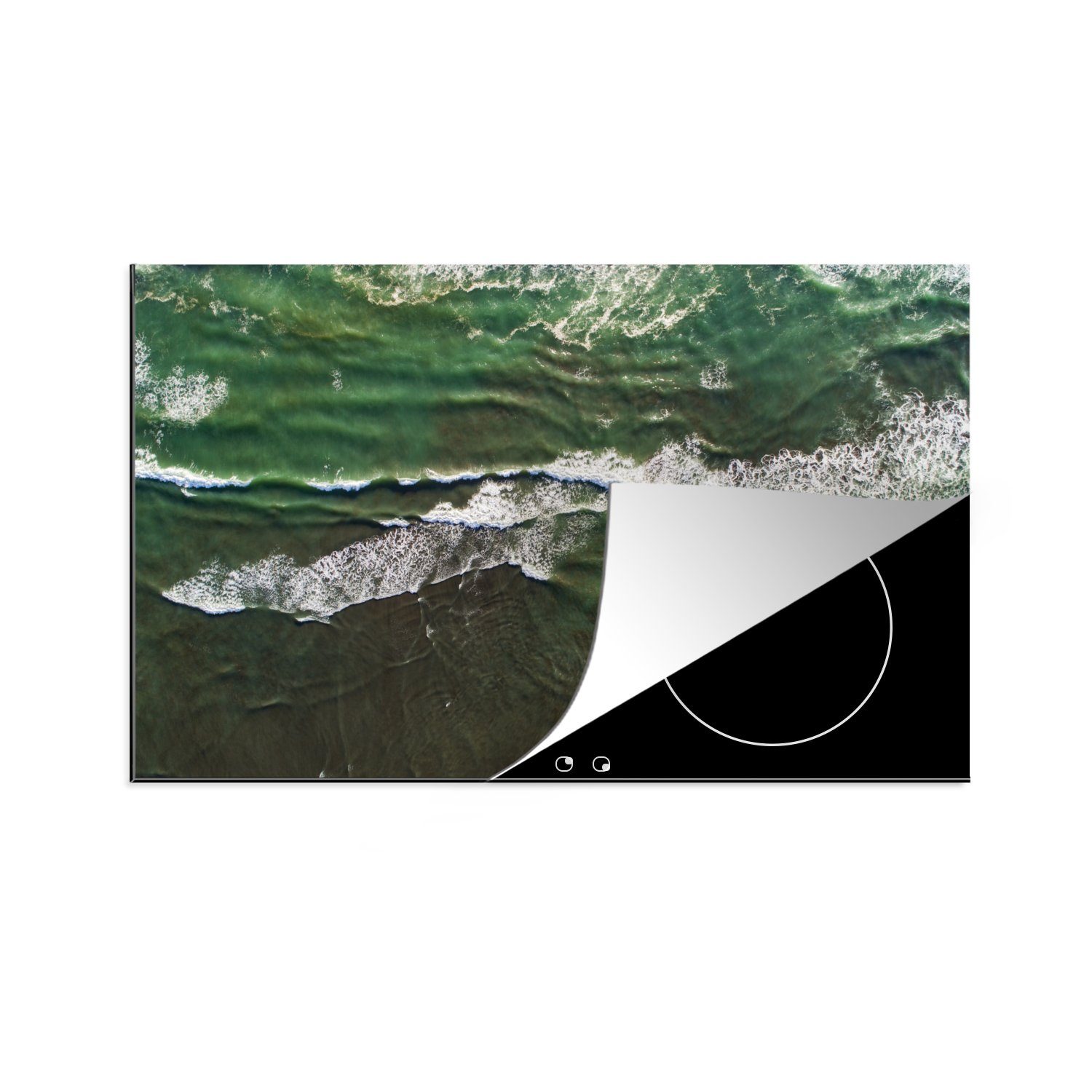 MuchoWow Herdblende-/Abdeckplatte Abstraktes Meer vor Auckland, Vinyl, (1 tlg), 81x52 cm, Induktionskochfeld Schutz für die küche, Ceranfeldabdeckung