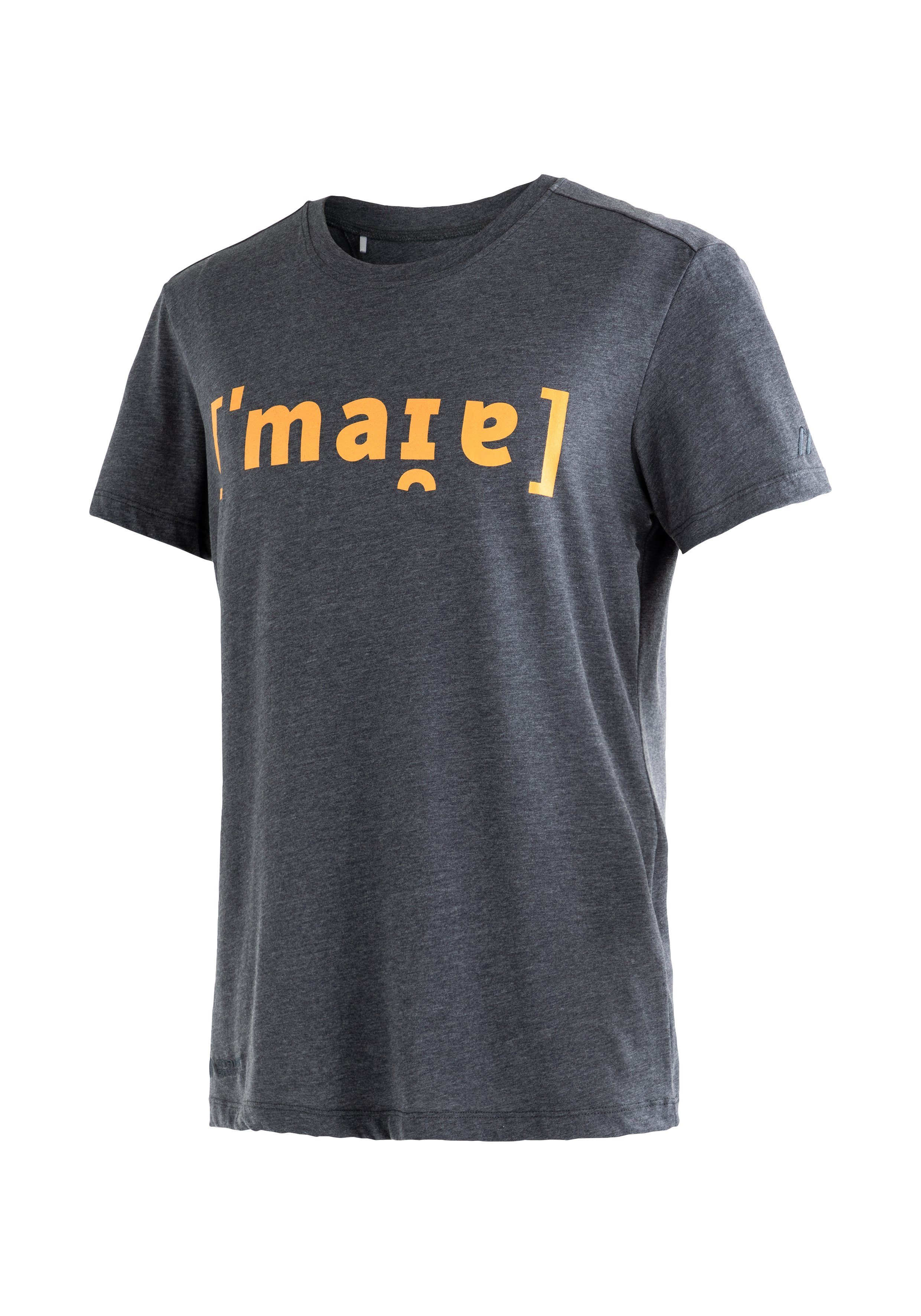 Maier Sports T-Shirt Phonetic Tee M Herren Kurzarmshirt mit Print für Wandern und Freizeit graphit