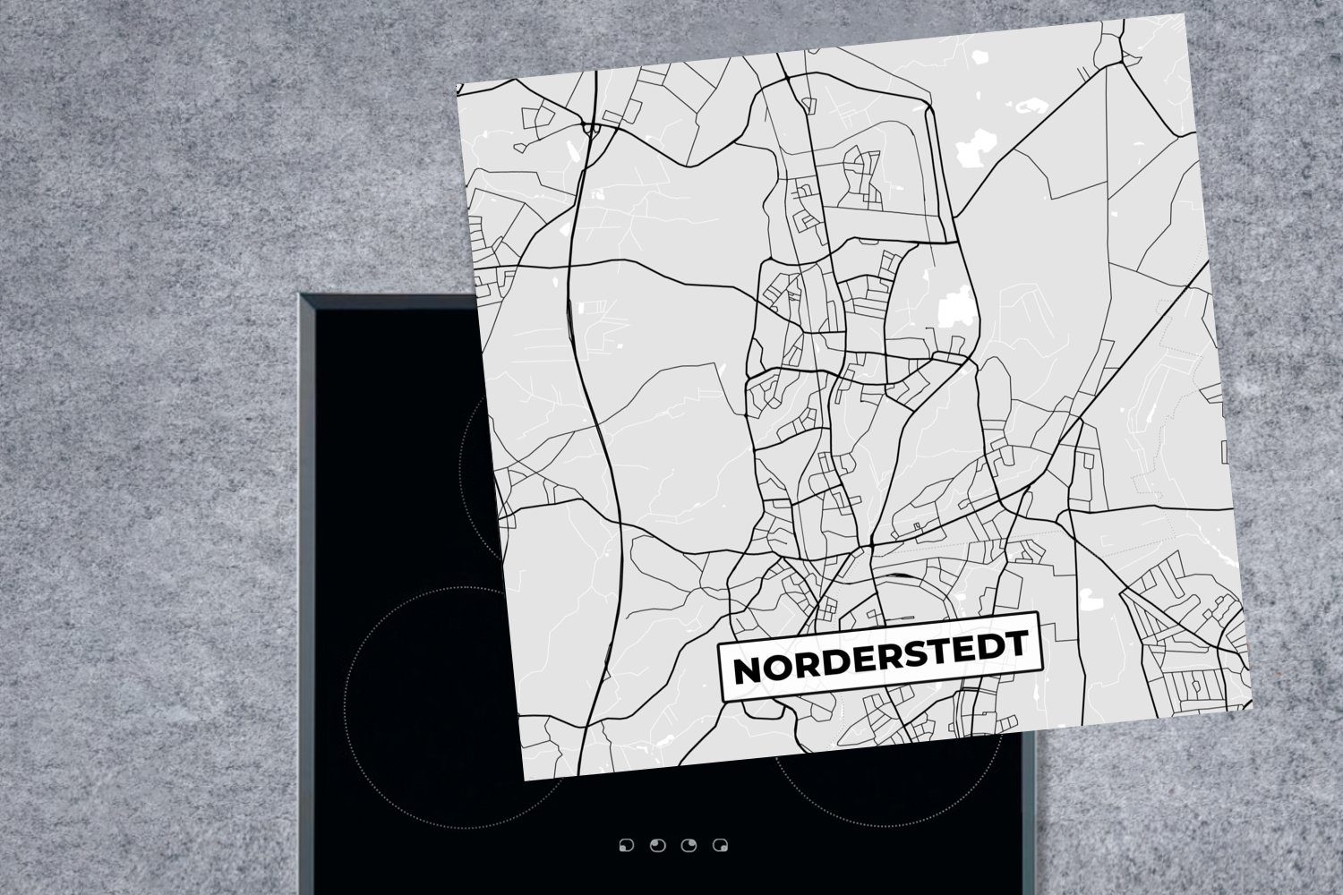 Ceranfeldabdeckung, küche - Karte Deutschland MuchoWow cm, für Norderstedt - - Karte, (1 Herdblende-/Abdeckplatte Vinyl, tlg), 78x78 Arbeitsplatte