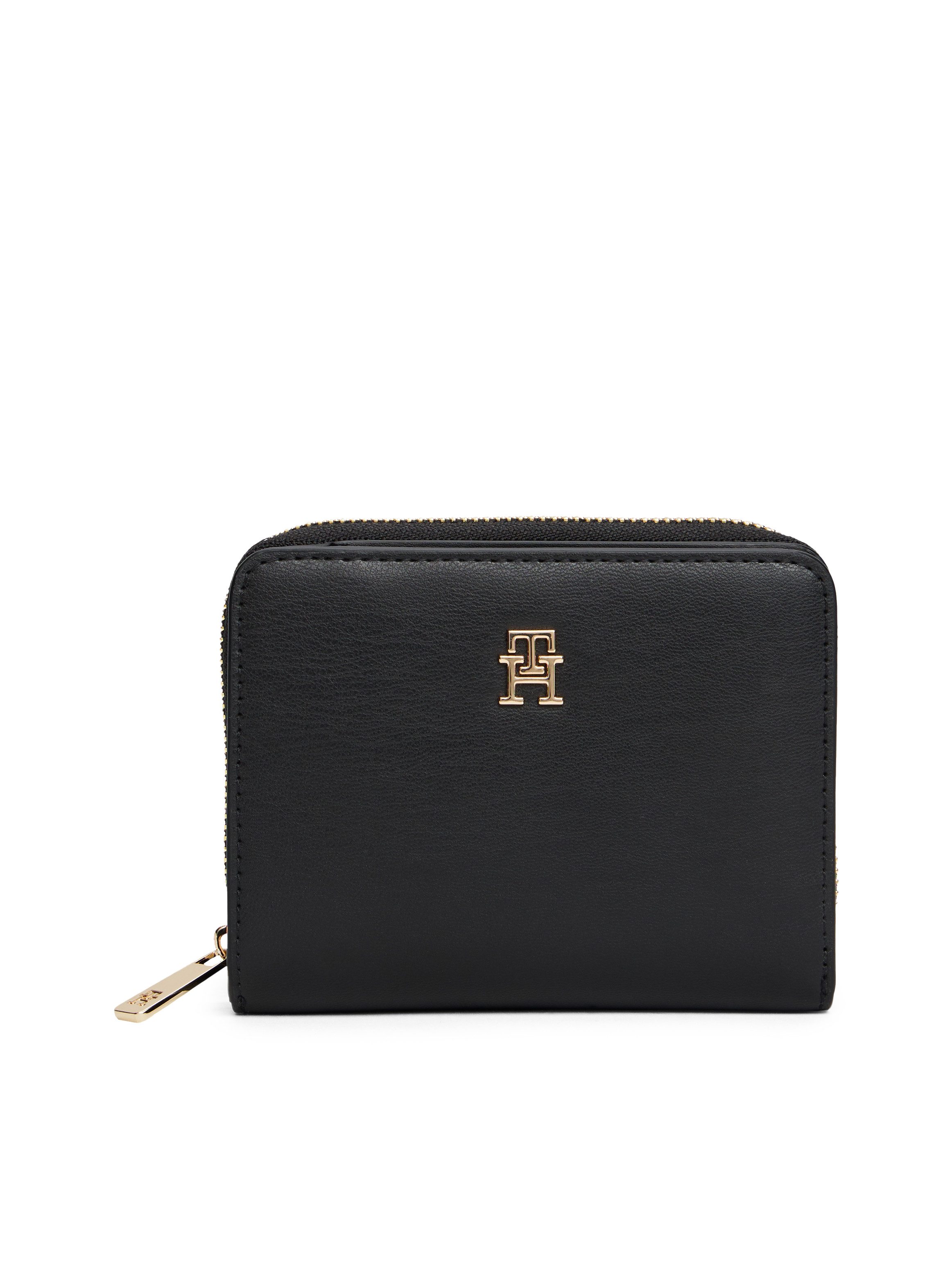 Tommy Hilfiger Geldbörse TH ICON MED ZA FLAP, Damen Geldbeutel, Portemonnai mit edlem TH-Logoemblem