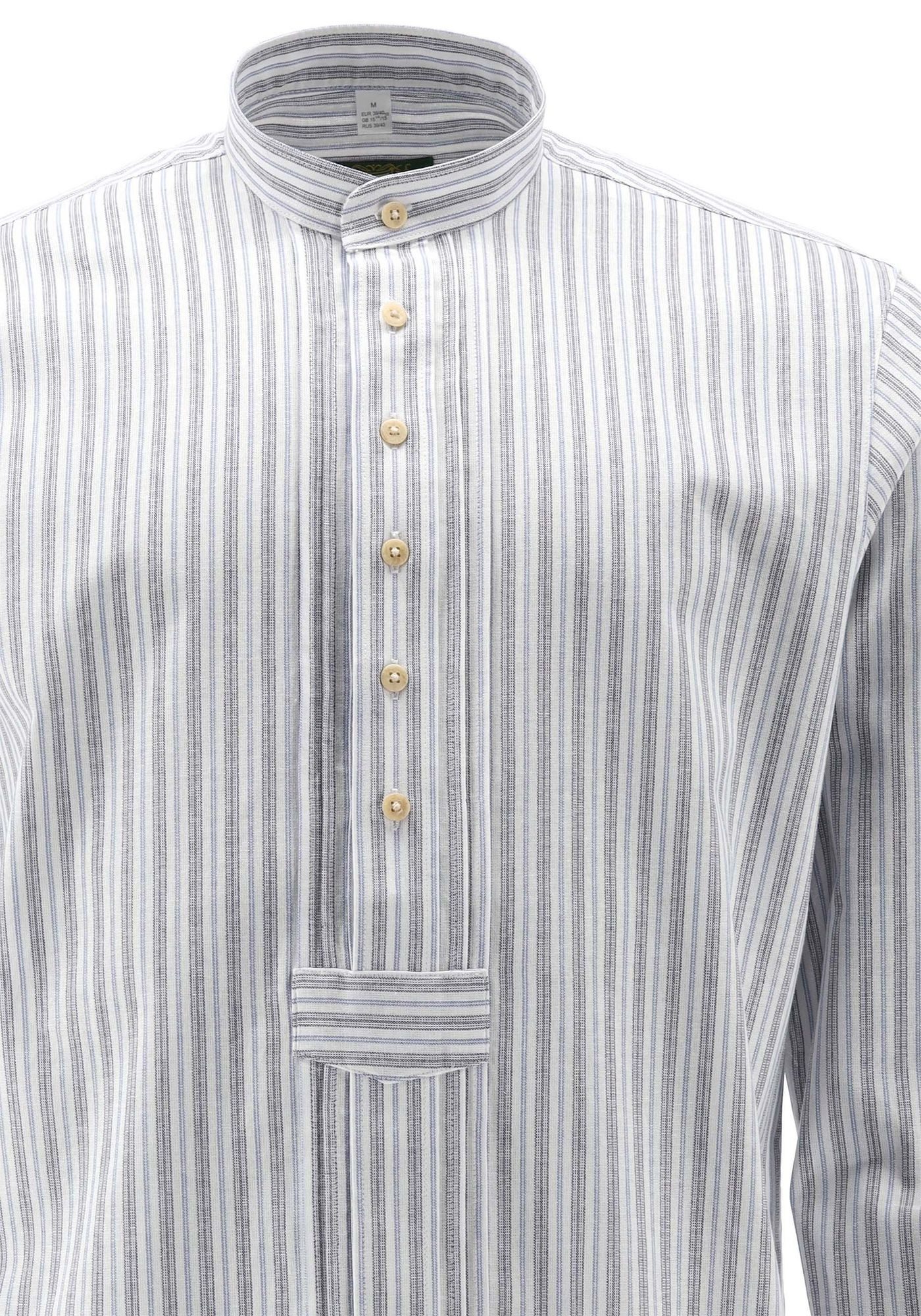 OS Trachten Trachtenhemd Esoko Regular Fit, Stehkragen, 1/1-Arm, Schlupfform, Pfoad mit 2x2 Biesen