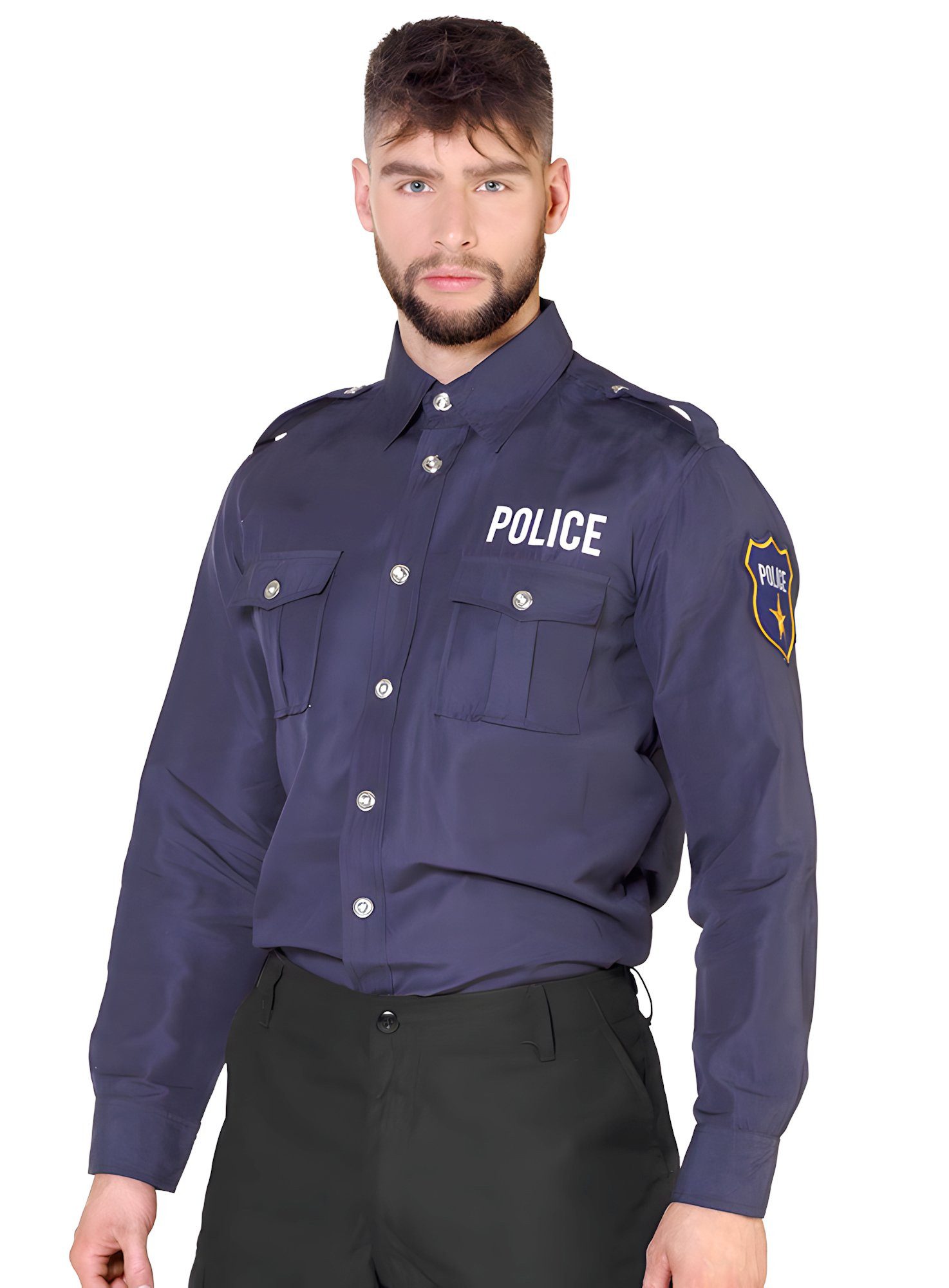 Boland Polizei-Kostüm 'Police' Polizeihemd, Dunkelblaues Hemd für knackige Police Officers