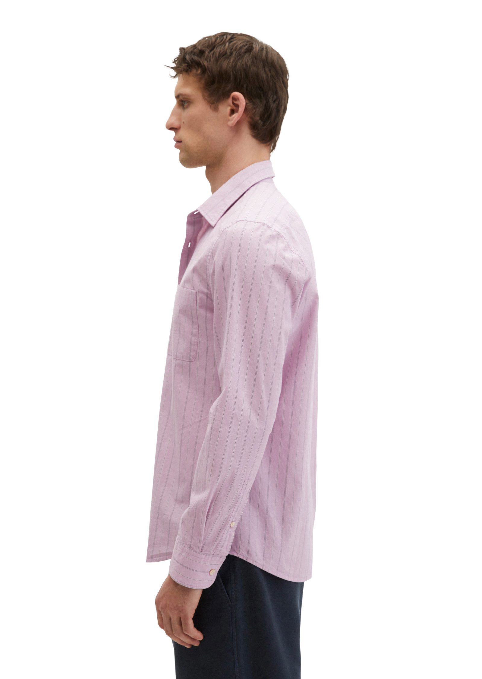 Marc O'Polo Langarmhemd aus bewegtem Bio-Baumwoll-Popeline