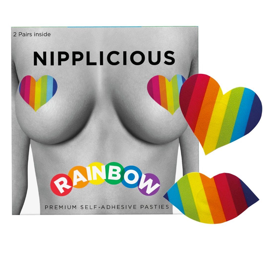 Spencer & Fleetwood Brustwarzenabdeckung Nippelpasties Regenbogenfarben Herz und Lippen