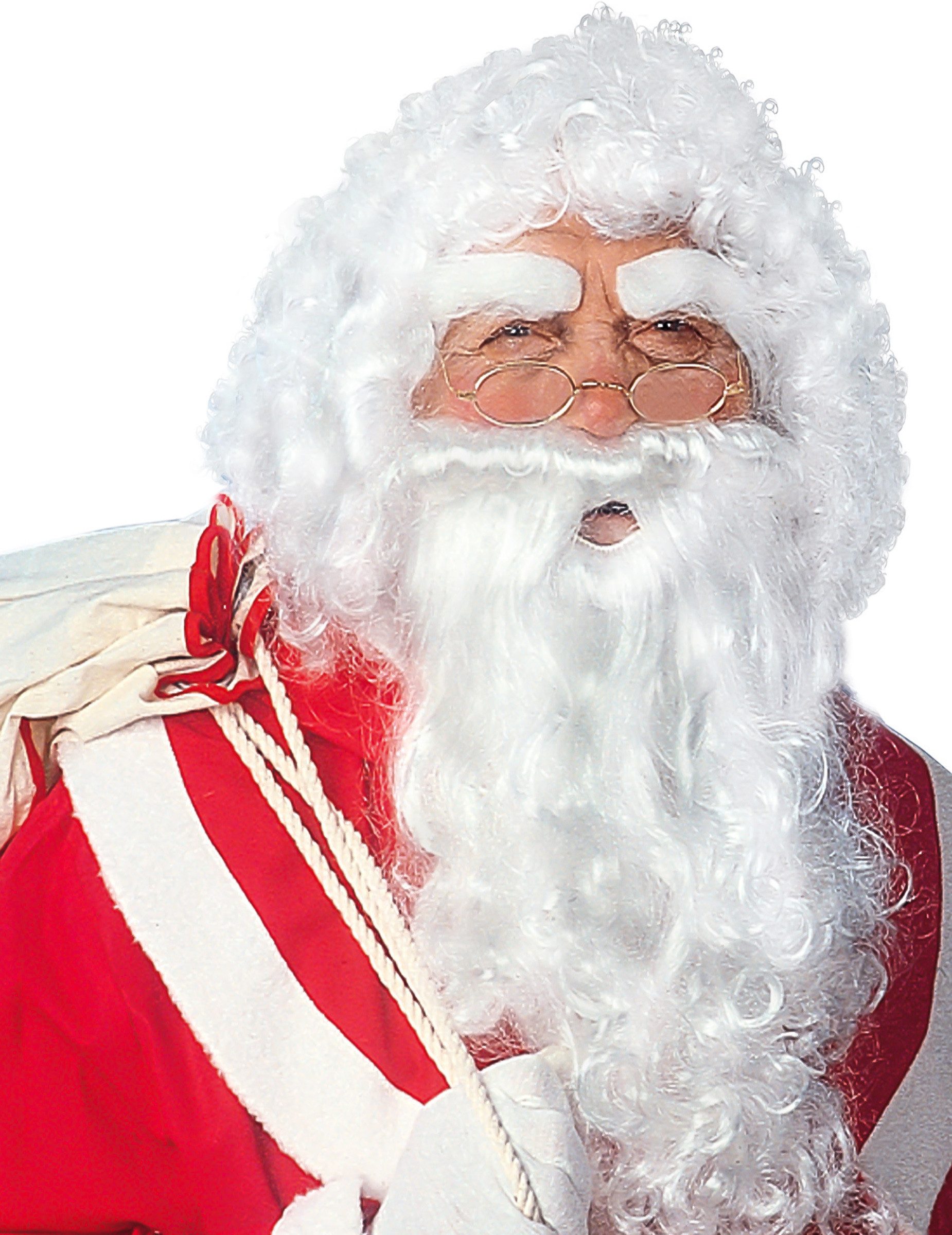 Kostüm Weihnachtsmann-Accessoire-Set Bart Augenbrauen und Perücke