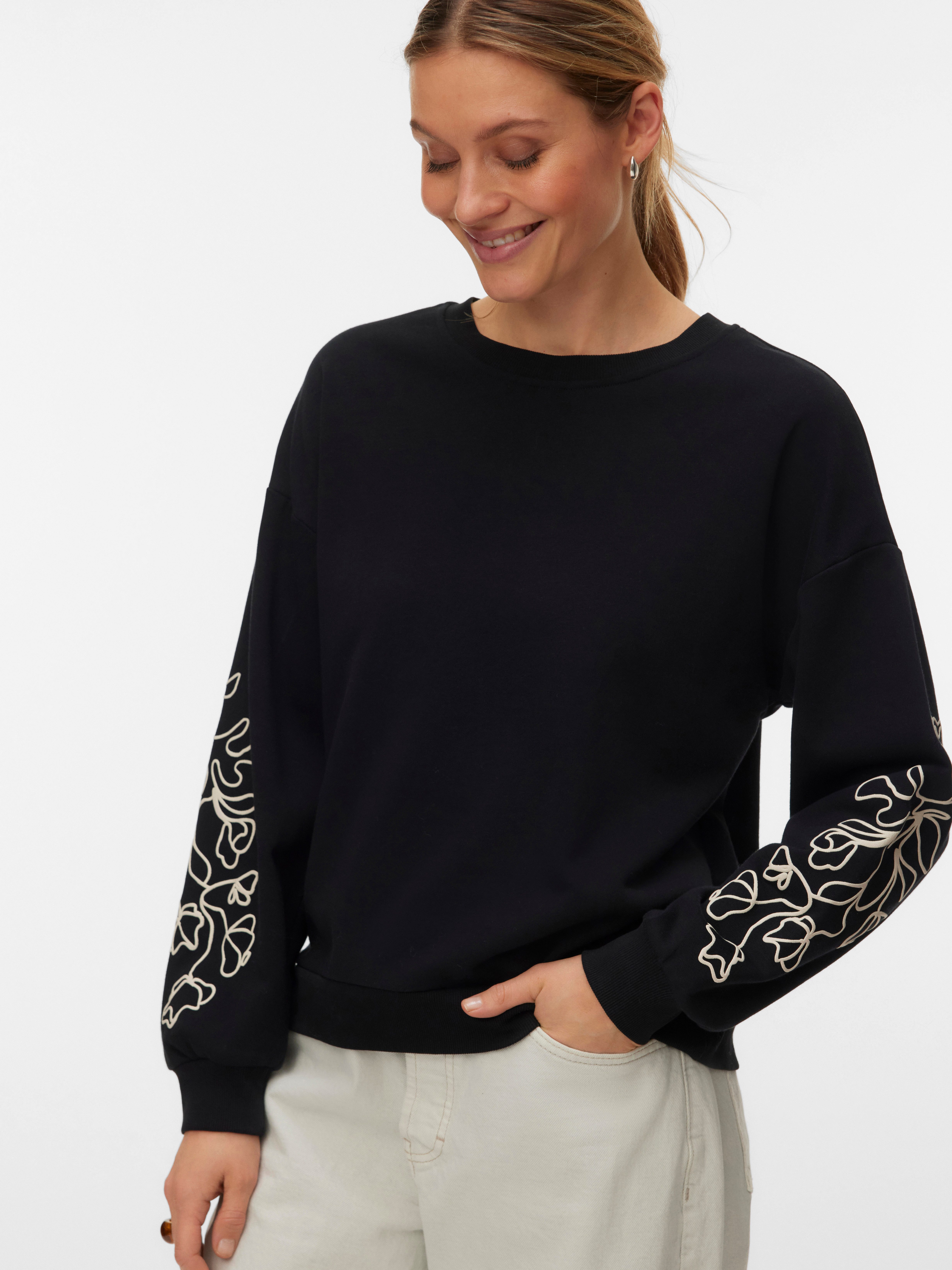 Vero Moda Sweatshirt VMLADA L/S O-NECK SWEATSHIRT JRS BTQ Baumwollmischung, regular fit
