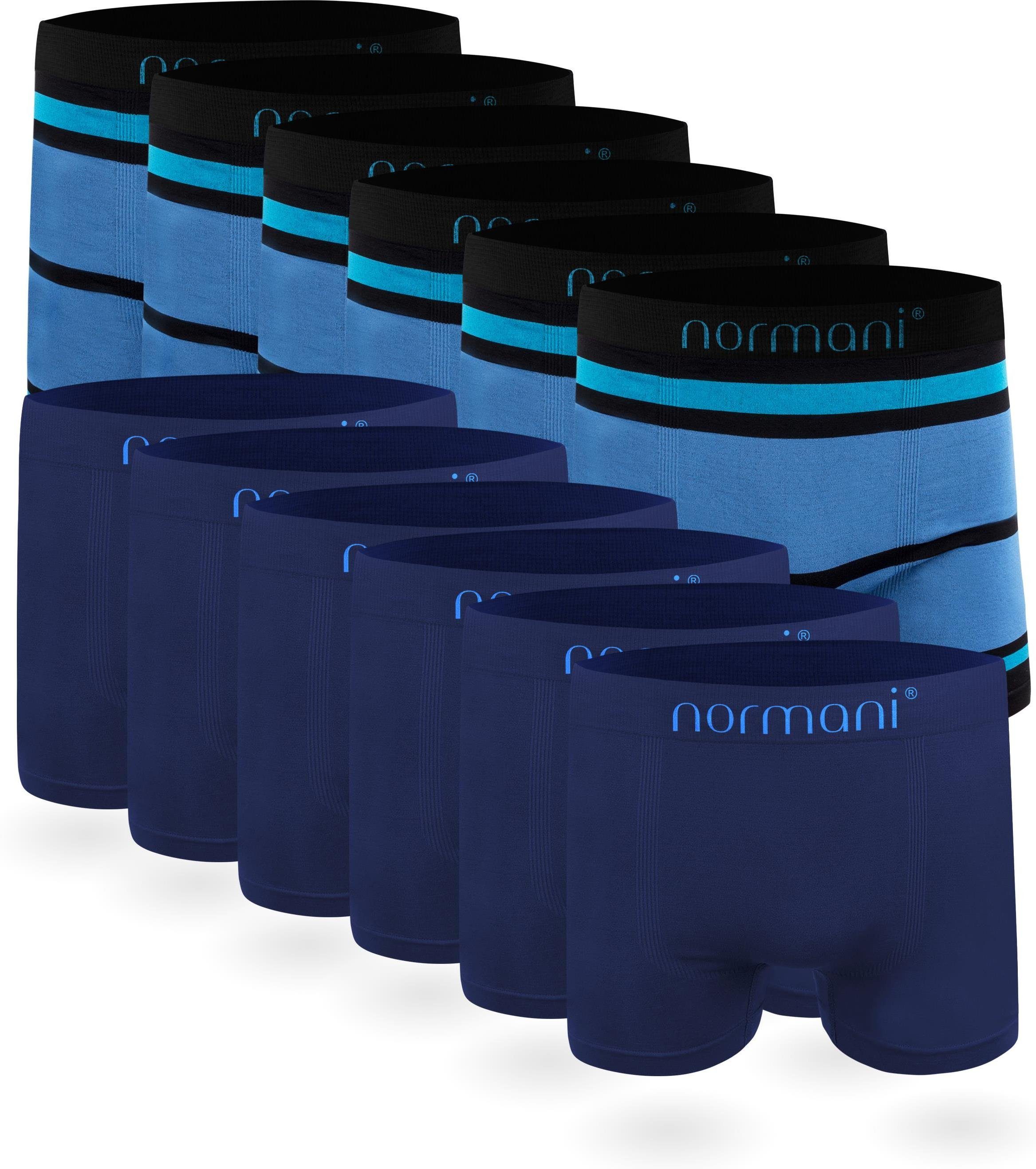 normani Retro Boxer 12 Stück Mikrofaser-Boxershorts für Herren Männer Retropants Unterhosen aus schnell trocknendem Material Blau / Blau/Hellblau