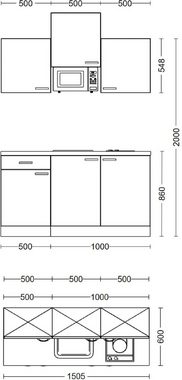 Flex-Well Küche Nepal, Gesamtbreite 150cm, mit Mikrowelle und Kochfeld, viele Farbenvarianten