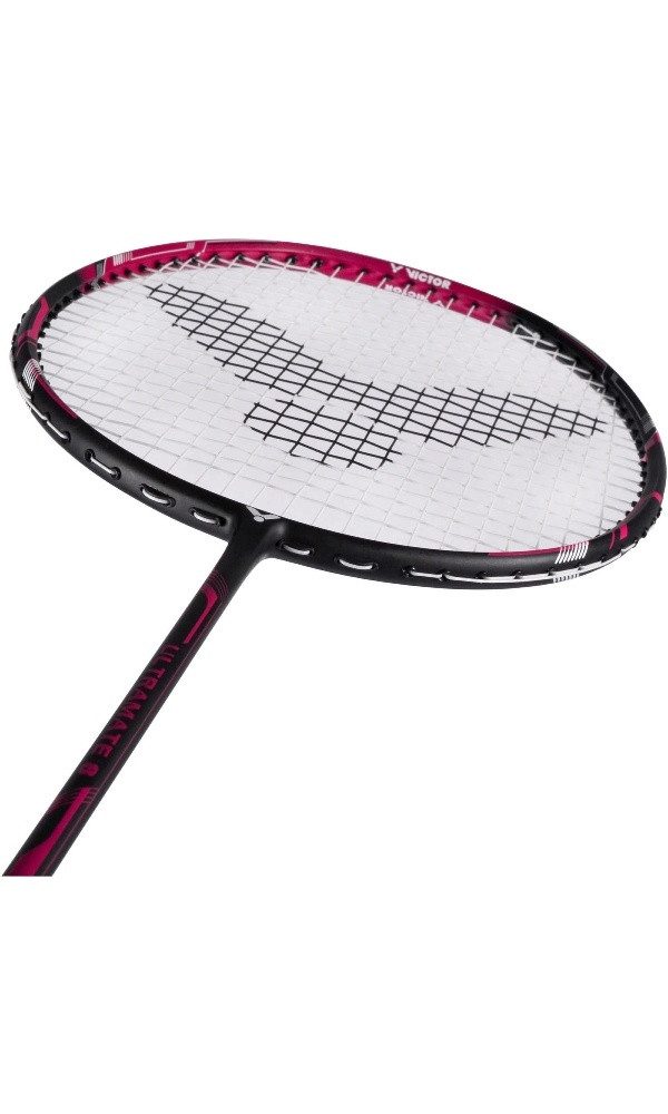 VICTOR Badmintonschläger Ultramate 8 (kopflastig, mittel) schwarz/violett - besaitet, Gewichtsklasse: 4U/G3