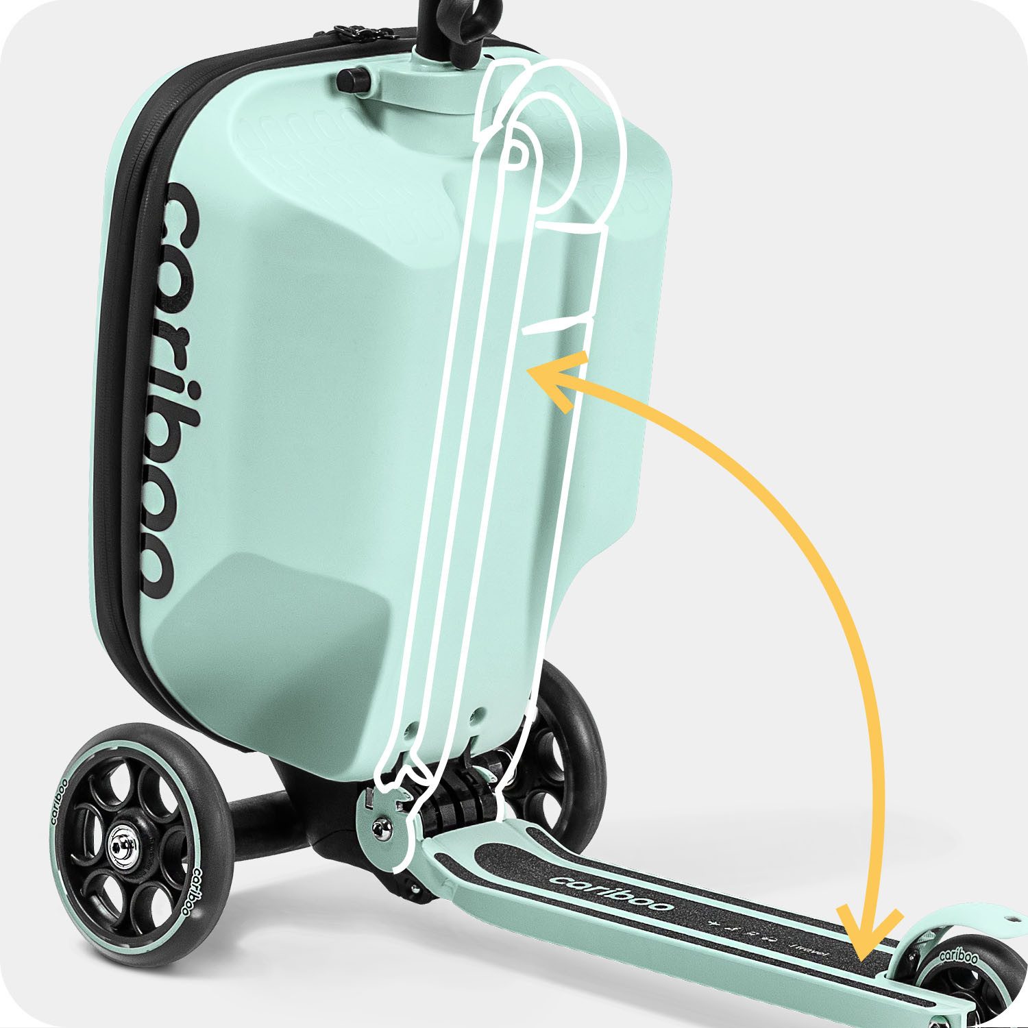 Cariboo Tretroller Kinderroller Koffer 2in1 CARIBOO ITRAVEL Handgepäck bis 50kg – Bild 4 von 5