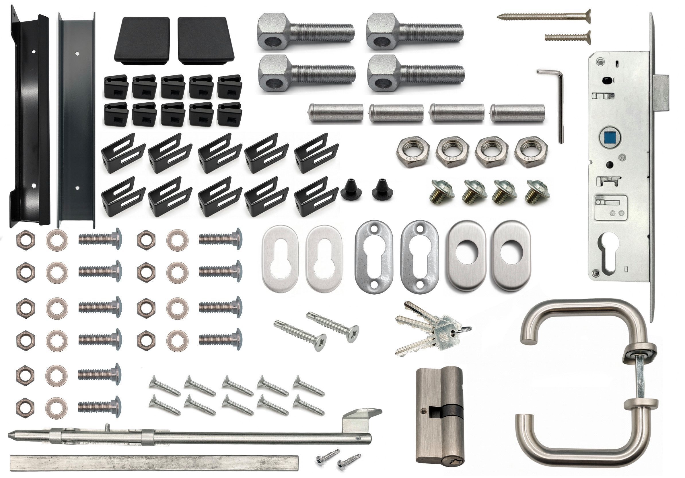 Fischer und Adamek Gartentor Doppelflügeltor, (inkl 2 Pfosten 3 Schlüssel Schließer), Anthrazit