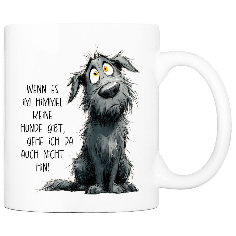 Cadouri Tasse 'Hunde im Himmel' Kaffeetasse mit Spruch - für Hundefreunde, Keramik, mit Hundespruch, beidseitig bedruckt, handgefertigt, Geschenk, 330 ml