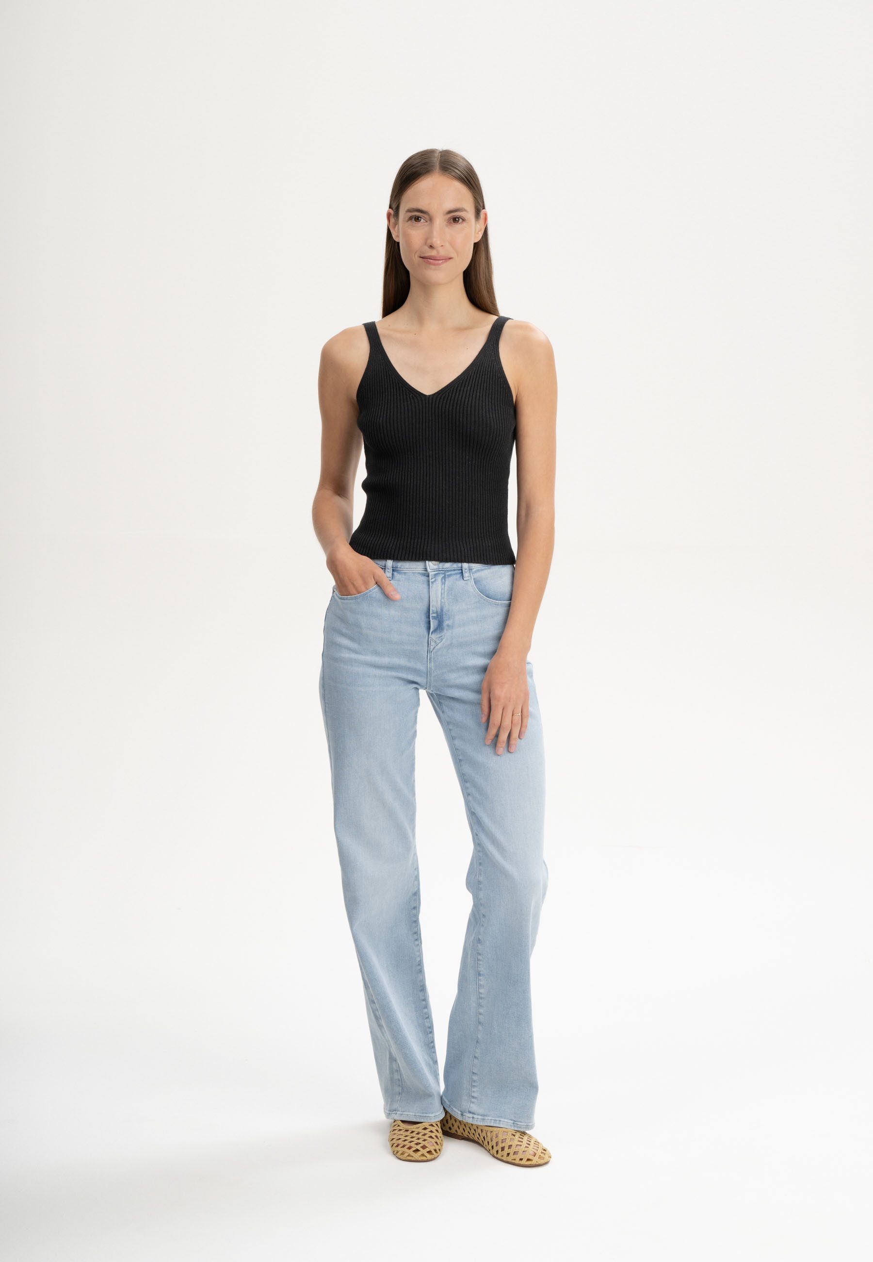 MELA Trägertop V-Neck Strick Top Style RHADA Ärmellos