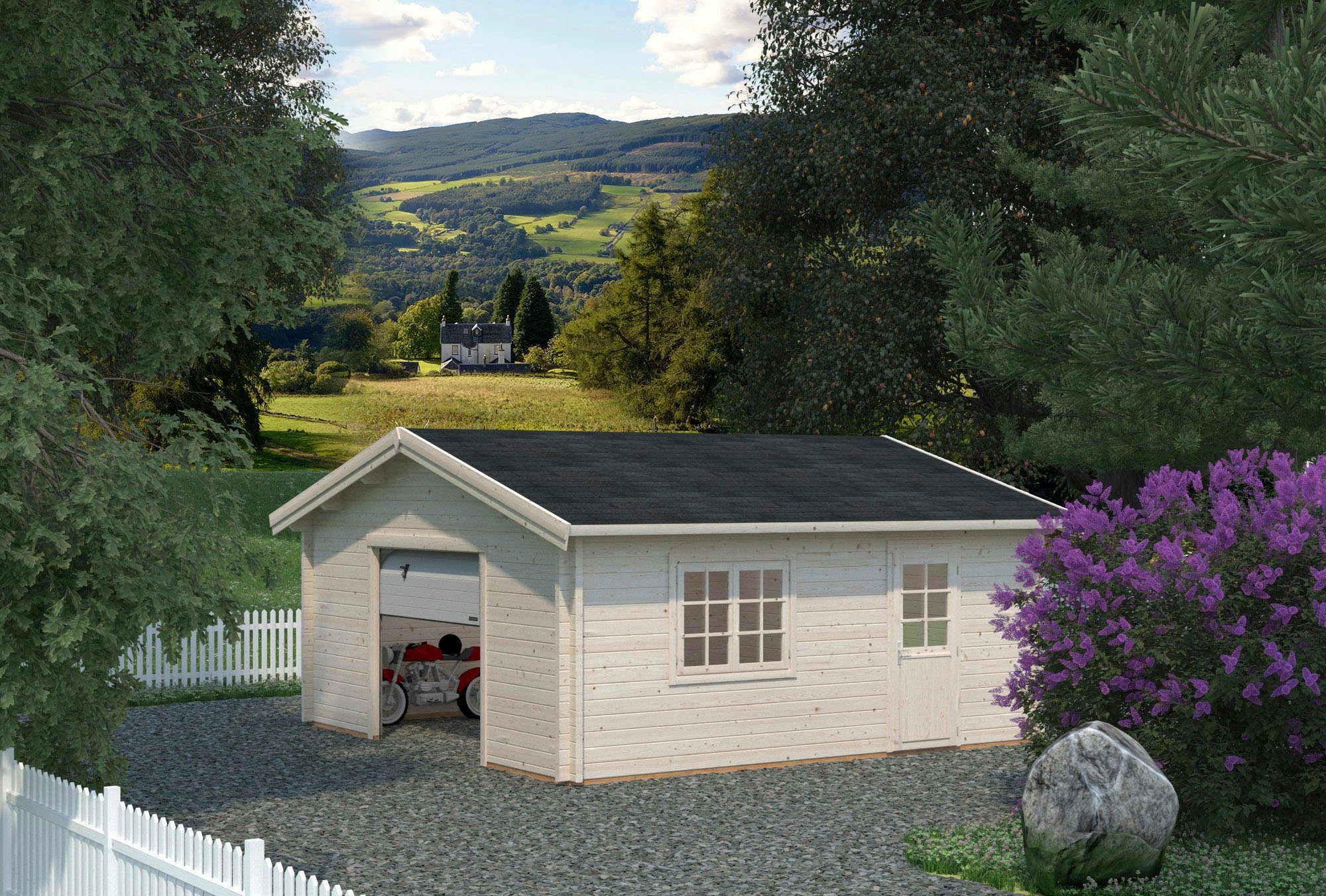 Palmako Garage Roger, BxTxH: 622x596x312 cm, mit Sektionaltor, transparent