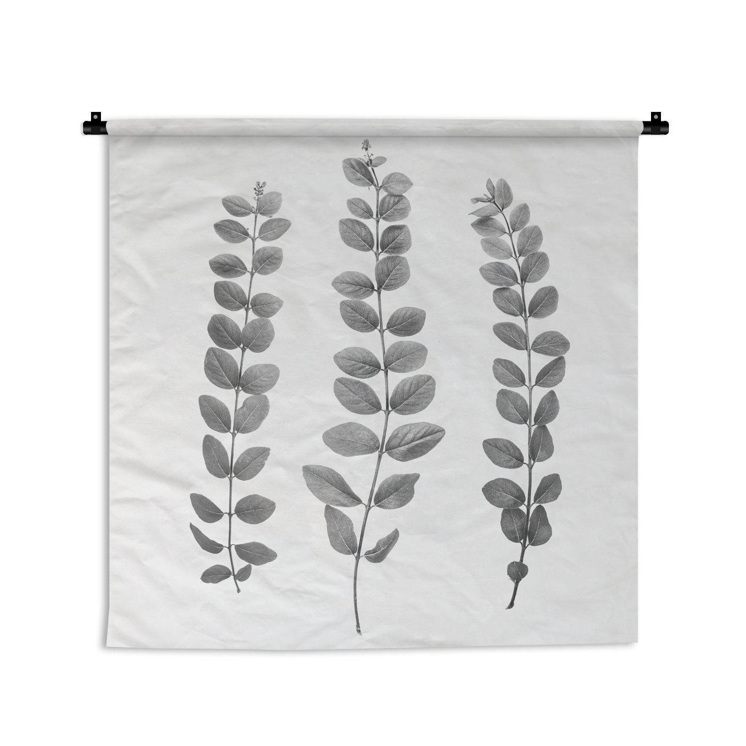 MuchoWow Wanddekoobjekt Pflanzen - Blätter - Natur - Weiß, Wanddeko für Wohnzimmer, Schlafzimmer, Kleid, Wandbehang, Kinderzimmer