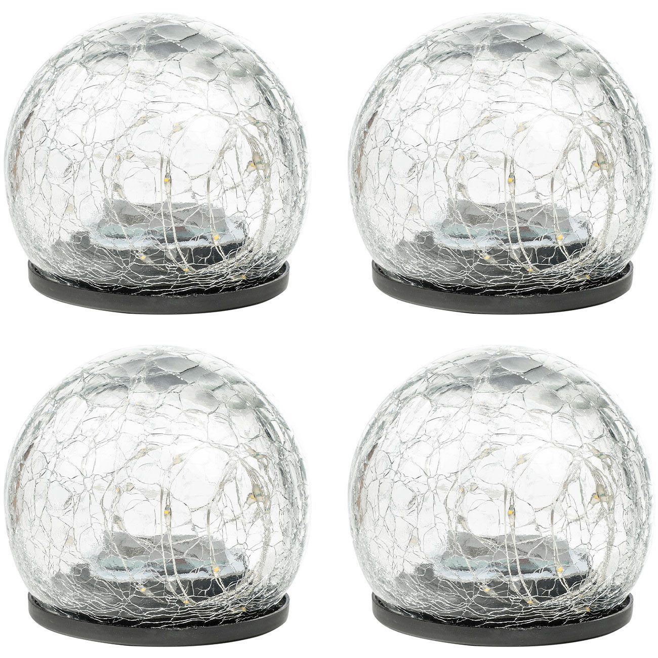 Garden Hero Kugelleuchte Solar Crackle Glas-Kugelleuchten warmweiß, wetterfest für Garten, Einfache und kabellose Montage via Erdspiess – Bild 4 von 4