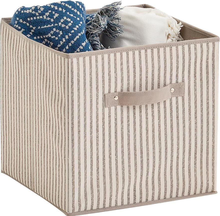 Zeller Present Aufbewahrungsbox Stripes, faltbar, Vlies, beige