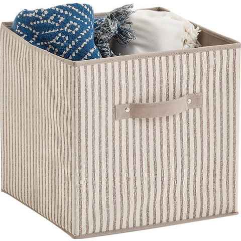 Zeller Present Aufbewahrungsbox Stripes, faltbar, Vlies, beige