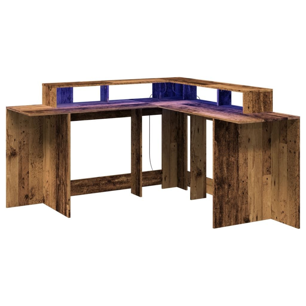 vidaXL Schreibtisch LED-Schreibtisch Altholz-Optik 152x152x91 cm günstig online kaufen