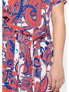 Sheego Sommerkleid Große Größen mit hübschem Paisleyprint und Bindeband