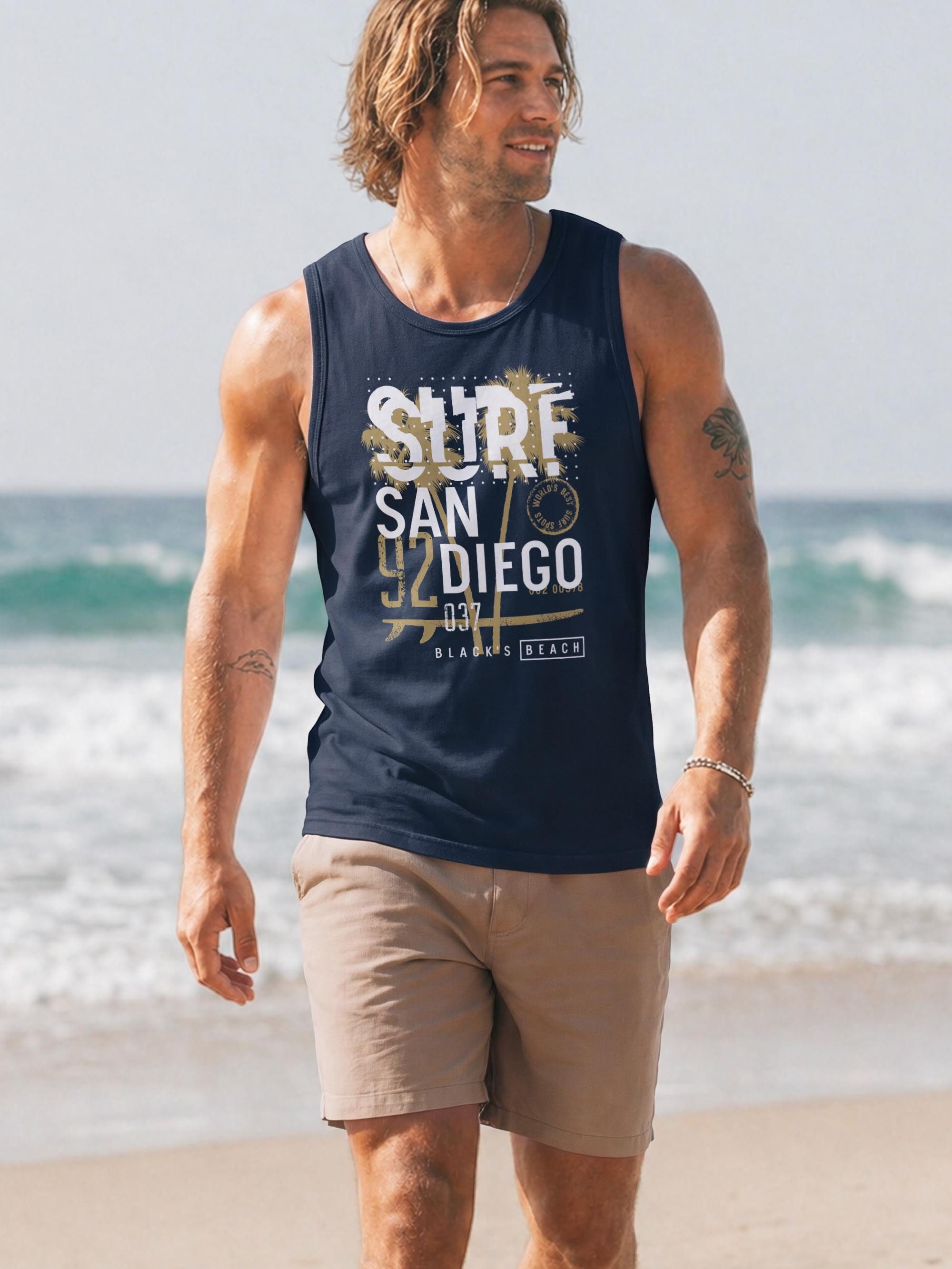 Neverless Tanktop Herren Tank-Top Surf Design San Diego Palmen Beach Strand Sommer mit Print – Bild 5 von 5