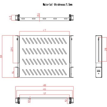 Renkforce Netzwerkschrank 48.3 cm (19) Geräteboden mit Lüftungsschlitzen, Ausziehbar