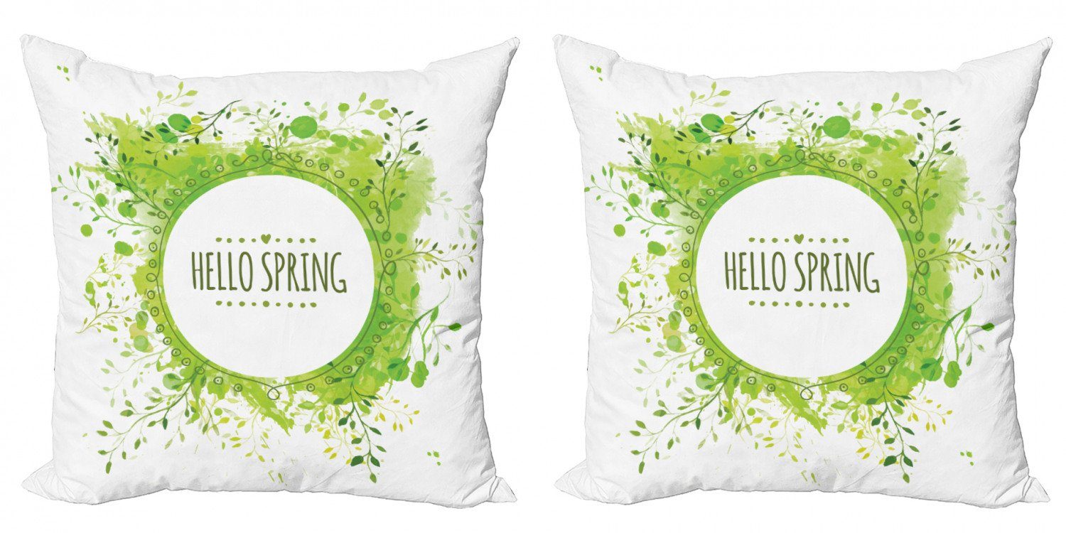 Leaves Kissenbezüge Doppelseitiger Frühling Digitaldruck, Green Accent (2 Abakuhaus Modern Kreis Stück), Corolla