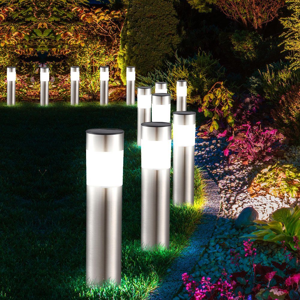 4x-8x-12x Außen LED SOLAR Steck Leuchten RGB Farbwechsel Lampen Garten Edelstahl 