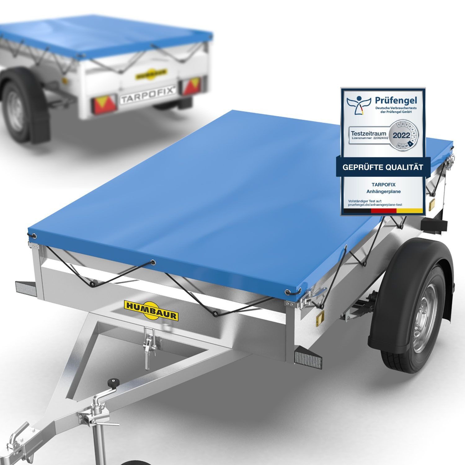 Tarpofix® Schutzplane Tarpofix Anhängerplane 211x116 cm wasserdicht PVC Abdeckplane, Blaue Anhänger Abdeckplane, 211x116 cm, PVC