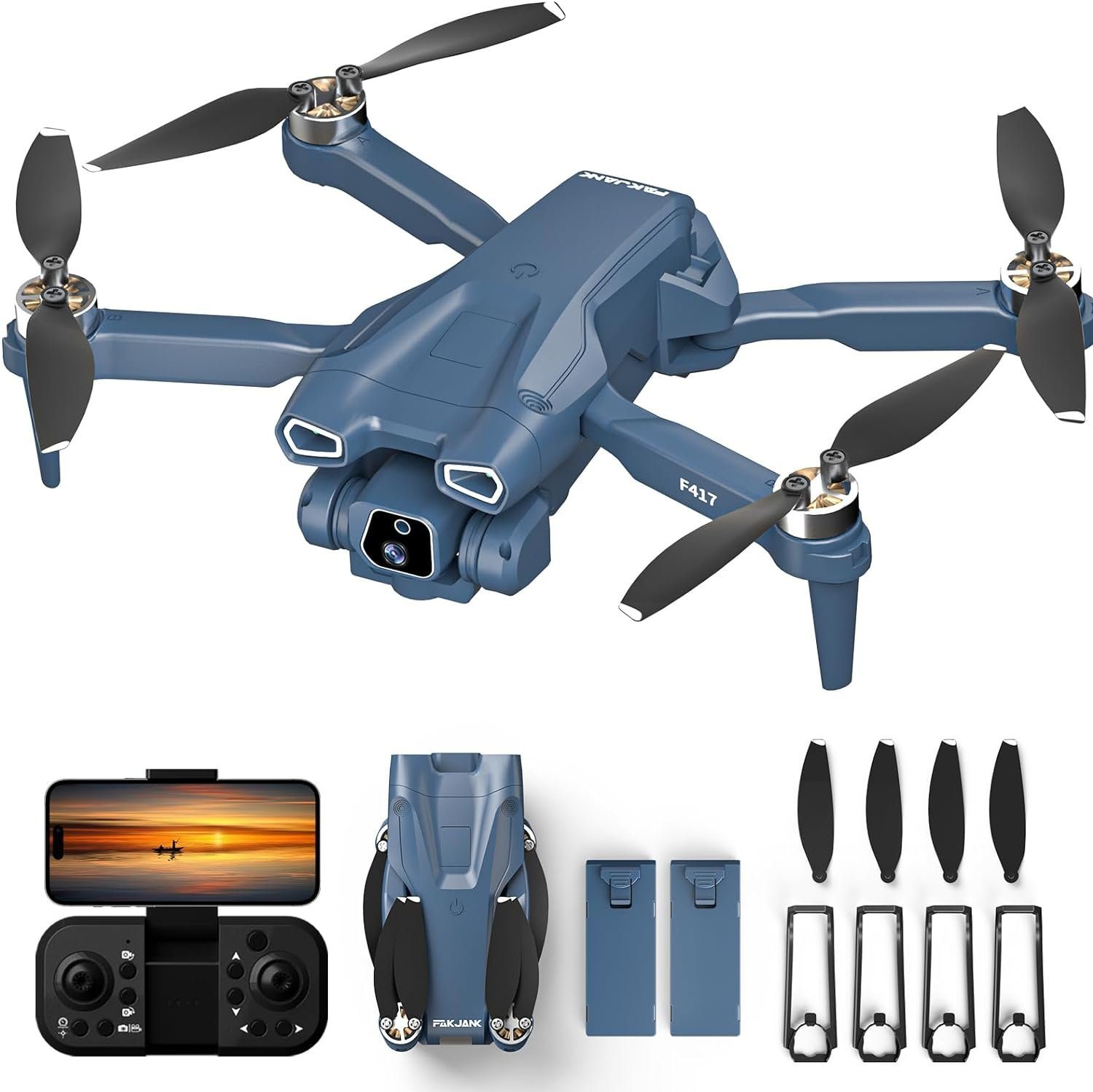 FAKJANK Drohne (1080P, mit 2 Kamera 5GHz WiFi FPV RC Quadcopter,Optische Fluss Positionierung)