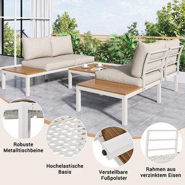 PFCTART Gartenlounge-Set wetterfest Lounge Set,Rahmen aus verzinktem Stahl, 5-teiliges Set, (2x 2-Sitzer-Sofa, 2x Beistelltisch, 1x Tisch)