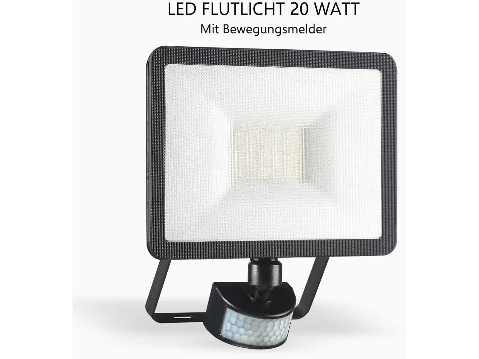 Elro LED Flutlichtstrahler, Bewegungsmelder, LED fest integriert, Tageslichtweiß, Außenleuchten Wand-Strahler mit Bewegungsmelder, Scheinwerfer Schwarz