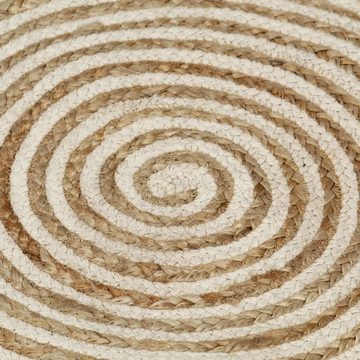 Teppich Handgefertigt Jute mit Spiralen-Design Weiß 120 cm, furnicato, Runde