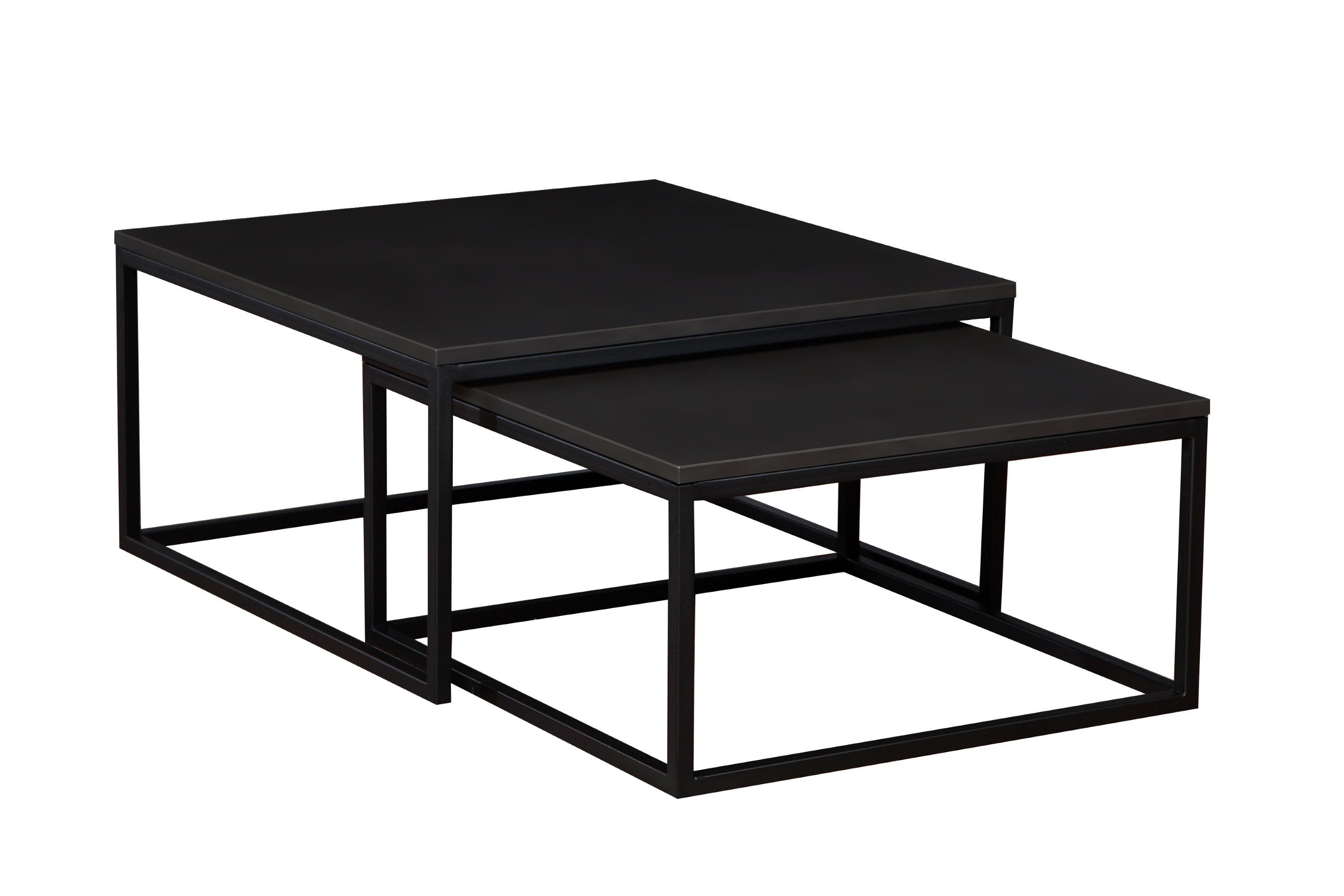 Couchtisch Tisch KAMPEN schwarz/schwarz hitzebeständige, Polini kratzfeste Couchtisch-Set Tischplatte, Laminierte stoß- und schwarz, 2-teilig Home